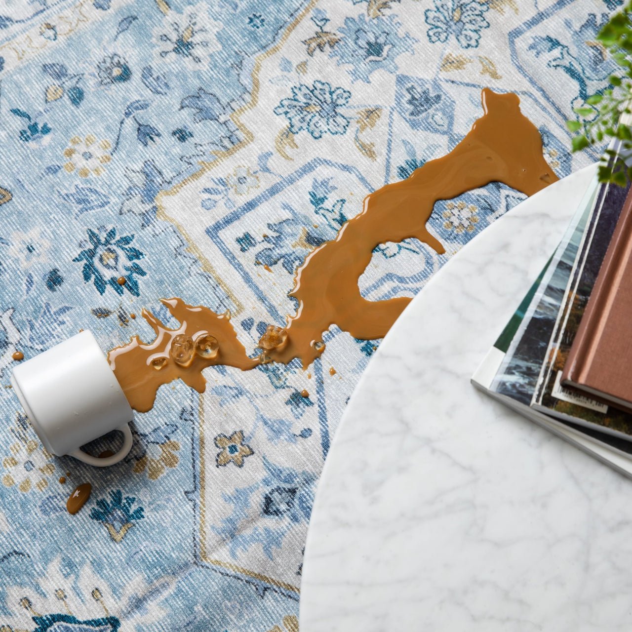 Spillproof rug surface
